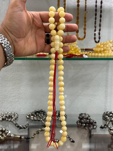 سبحة كهرمان طبيعي مع شهادة