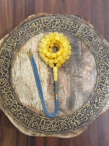 سبحة كهرمان طبيعي مع شهادة