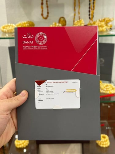 سبحة كهرمان طبيعي مع شهادة