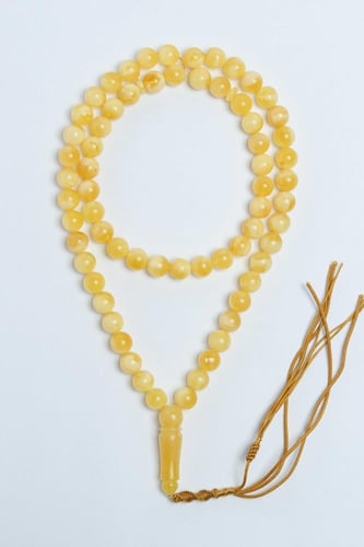 سبحة كهرمان طبيعي مع شهادة