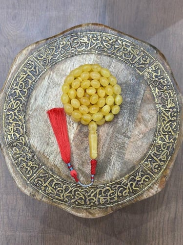 سبحة كهرمان طبيعي مع شهادة