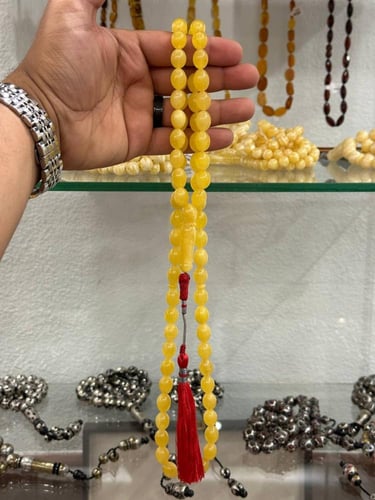 سبحة كهرمان طبيعي مع شهادة