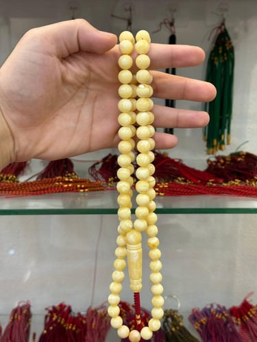 سبحة كهرمان طبيعي مع شهادة