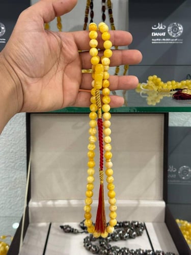 سبحة كهرمان طبيعي مع شهادة