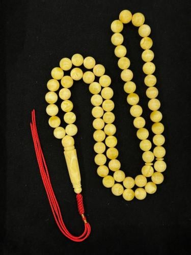 سبحة كهرمان طبيعي مع شهادة