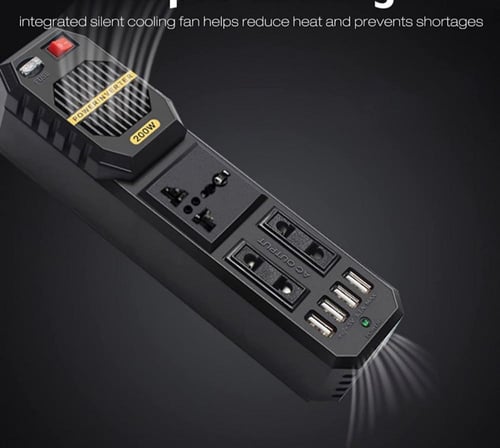 عاكس كهربائي للسيارة 200 واط - محول تيار مستمر 12...