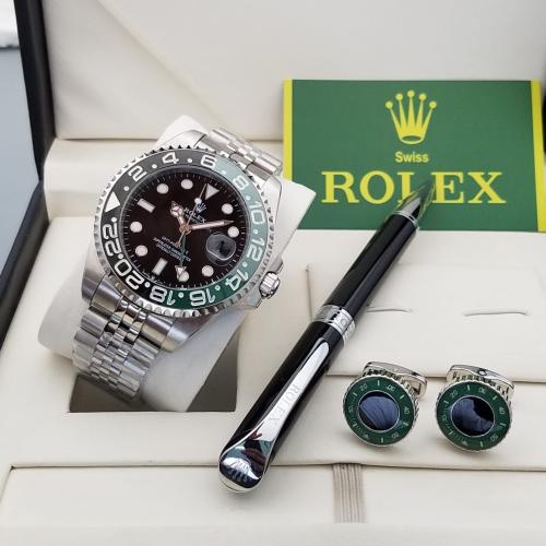 طقم ماركة رولكس ساعة رولكس مع قلم وكبكات مع علبة و...