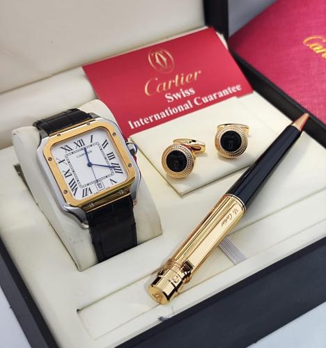 طقم كارتير ساعة وقلم وكبك مع كامل الملحقات