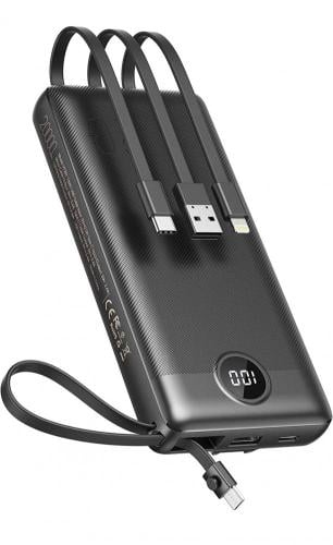 باور بانك مع كيبلات مدمجة، شاحن جوال بسعة كبيرة 20...