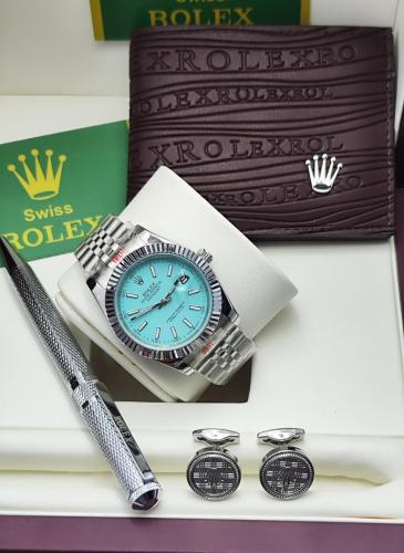 طقم رولكس ساعةوكبك وقلم ومحفظة مع كرت الماركة مع ك...