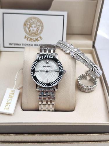 ساعة فرزاتشي نسائي بطارية مع خاتم واسوار وكامل الم...