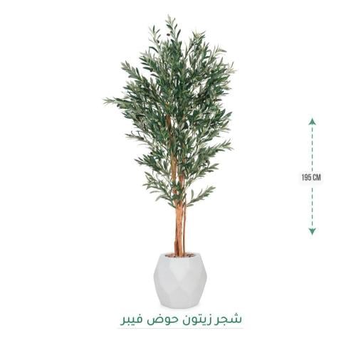 شجرة زيتون صناعية فاخرة بحوض فيبر 195 سم