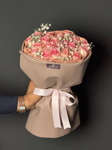 بوكية ورد تغليف جلد 30 ورده