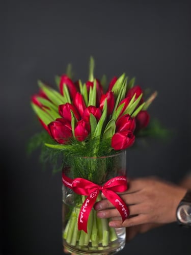 فازة ورد طبيعي-ورد توليب