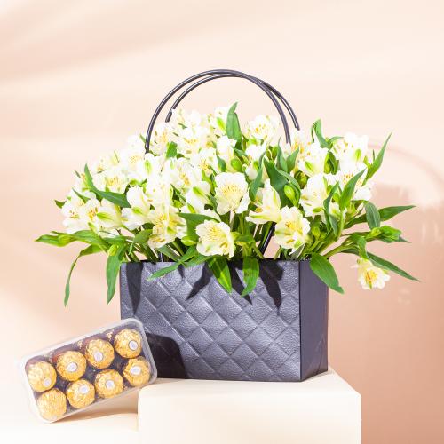 سلة ورد وشوكلاتة -١ Rose Basket with Chocolate No-...