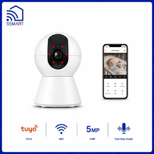 كاميرا مراقبة داخلية ذكية Kerui 5MP واي فاي Tuya ص...
