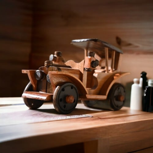 سيارة كلاسيكية خشبية ديكور منزل - صناعة يدوية