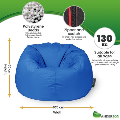 بين باج أندي لون أزرق مقاوم للماء كبير الحجم