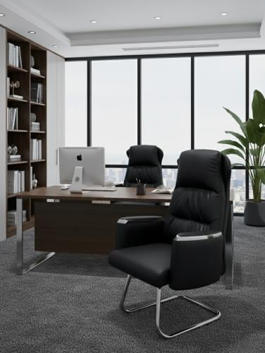 كرسي مكتب تنفيذي ثابت جلد فاخر