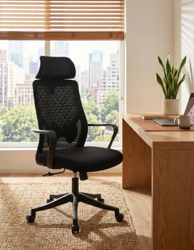 كرسي مكتب شبكي مريح مع مسند رأس