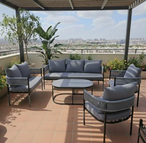 جلسة خارجية "تراس مودرن" - 7 أشخاص لون رمادي