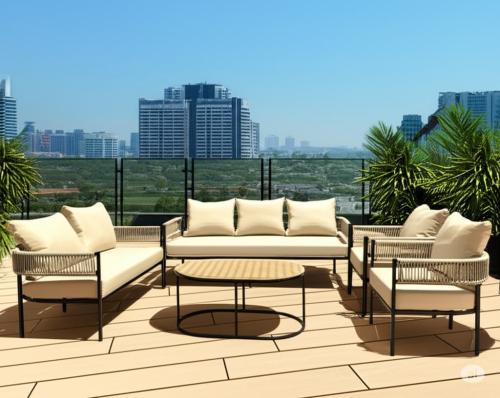 جلسة خارجية "تراس مودرن" - 7أشخاص لون بيج