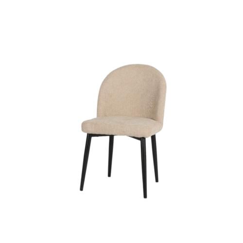 كرسي طعام قماش بیج بمسند ظهر منجد