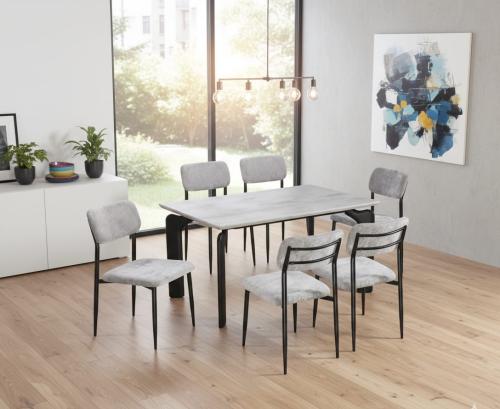 طقم طاولة طعام "سكاي لاين" رخامي بـ 6كراسي مخمل لو...