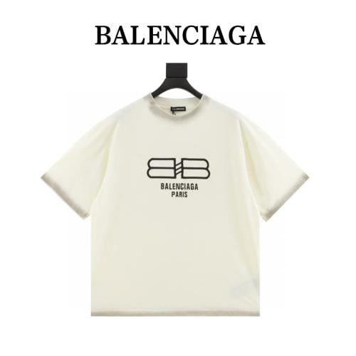Balenciaga washed embroidered lock letter round neck