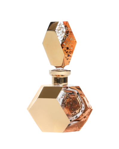 زجاجة كريستال تصميم مضلعات مذهبة مع زخرفة صغيرة