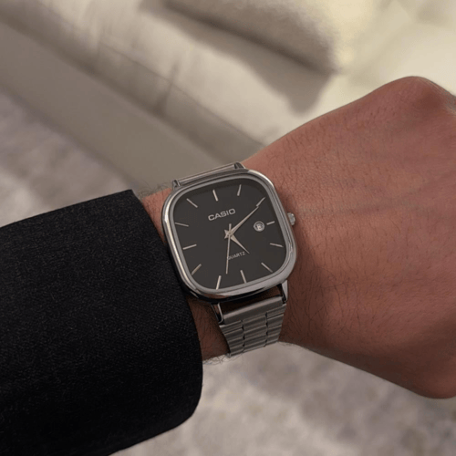 طقم الدرة ساعة كاسيو الفضي الاسود + قلم كارتير فاخ...