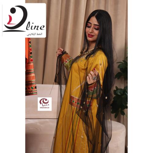 جلابية عسيري كريب ملكي كتان فاخر