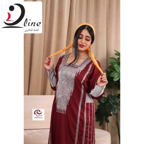 جلابية عسيري كريب ملكي كتان فاخر