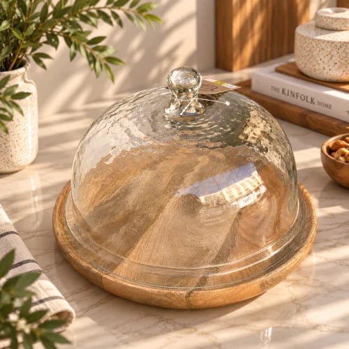صحن خشب هندي بغطاء