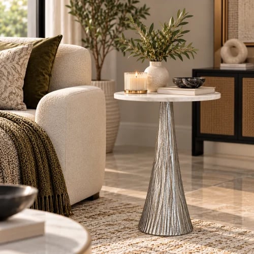 طاولة خدمة رخام هندي فضي