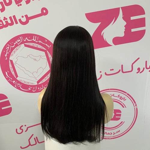 باروكة شعر طبيعي اسود طبيعى 18 انش جذور كاملة حرير...