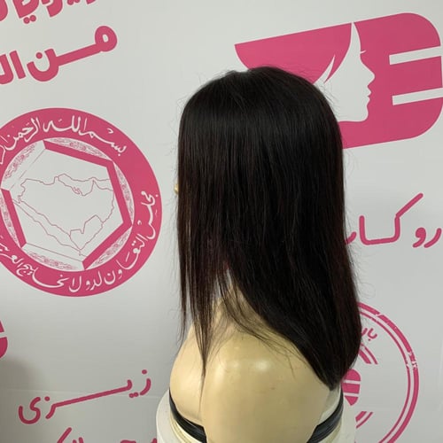 باروكة شعر طبيعي اسود طبيعى 14 انش جذور كاملة حرير...