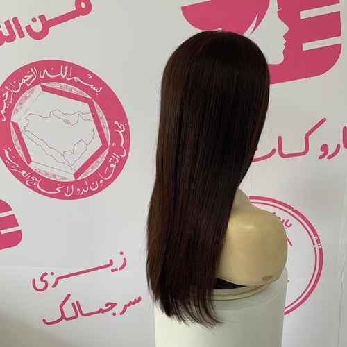 باروكة شعر طبيعي لون بنى غامق طول 20 انش جذور كامل...