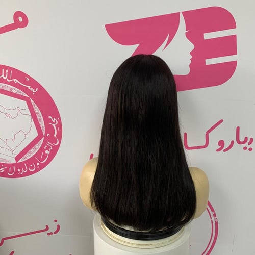 باروكة شعر طبيعي اسود طبيعى 16 انش جذور كاملة حرير...