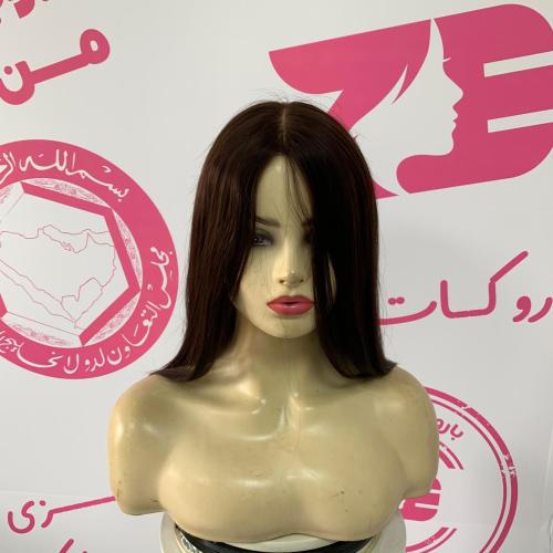 باروكة شعر طبيعي لون بنى غامق 16 انش جذور كاملة حر...