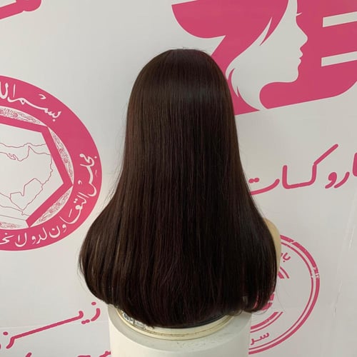 باروكة شعر طبيعي لون بنى غامق 18 انش جذور كاملة حر...