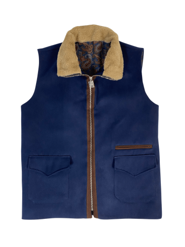 Navy Blue Autumn/Winter Zip-up Vest