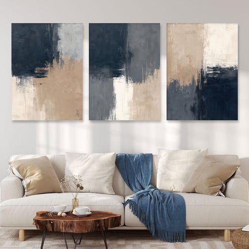طقم لوحات ثلاثية فن تجريدي ورد تصميم عصري ا