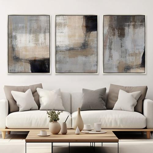 طقم لوحات ثلاثية فن تجريدي ورد تصميم عصري ا