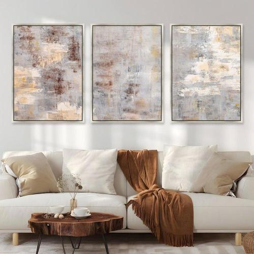 طقم لوحات ثلاثية فن تجريدي ورد تصميم عصري ا