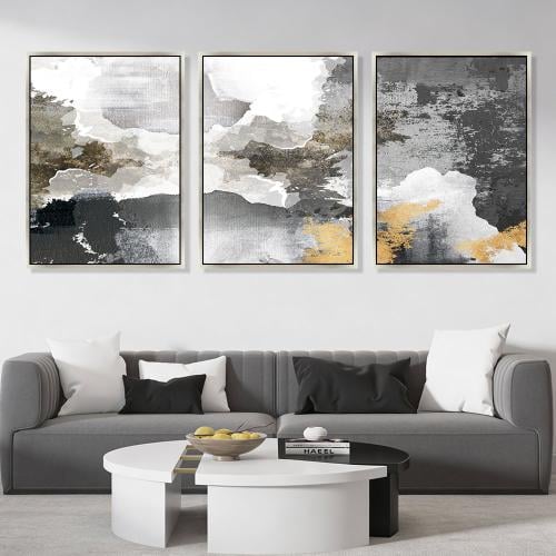 طقم لوحات ثلاثية فن تجريدي ورد تصميم عصري ا
