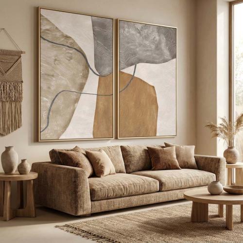 لوحات ثنائية فن تجريدي تصميم عصري