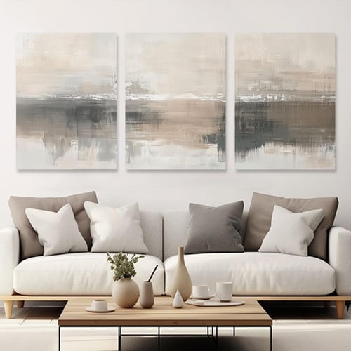 طقم لوحات ثلاثية فن تجريدي ورد تصميم عصري ا