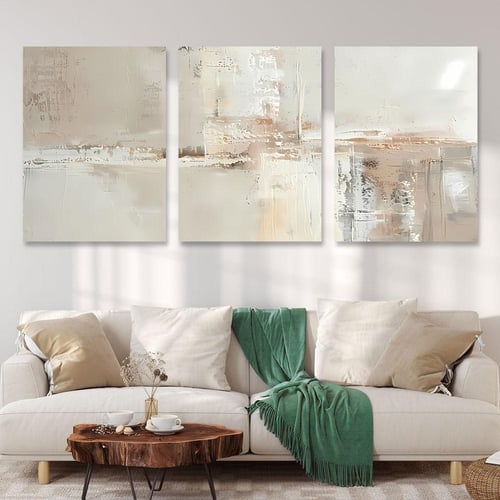 طقم لوحات ثلاثية فن تجريدي ورد تصميم عصري ا