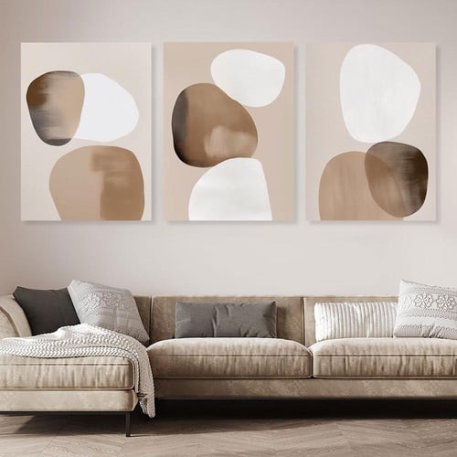 طقم لوحات ثلاثية فن تجريدي ورد تصميم عصري ا